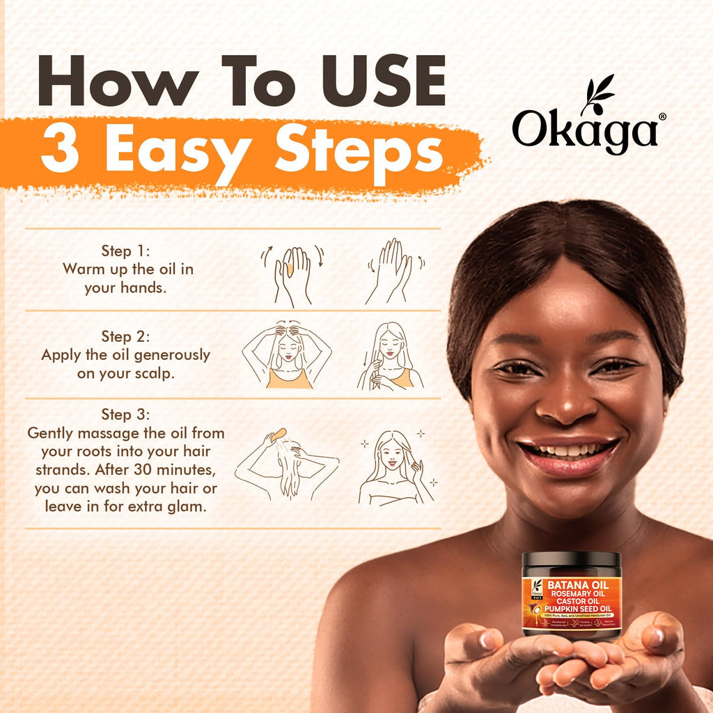 Okaga Batana Oil for Hair Growth – All-in-One Botanical Blend (3PK)