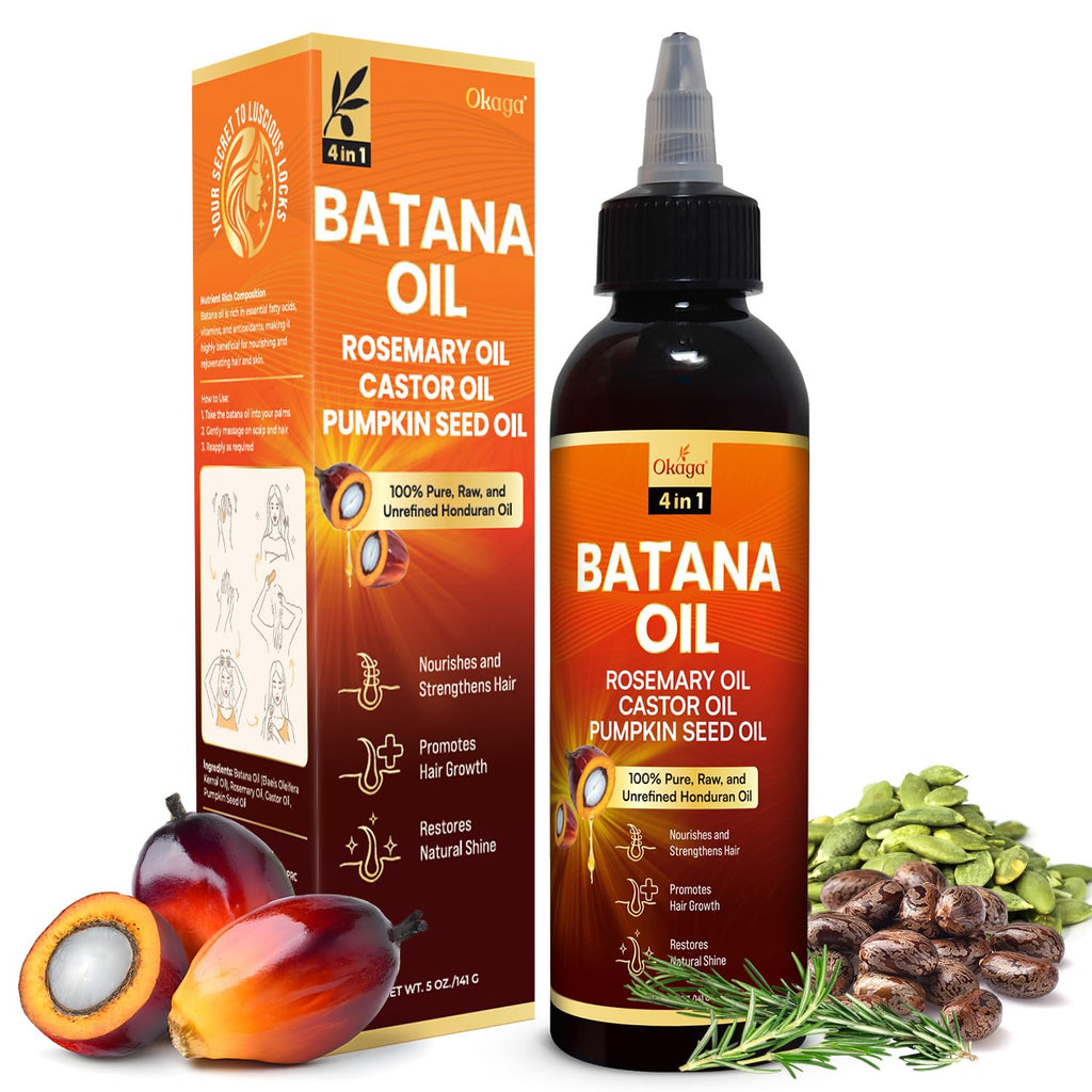 Okaga Batana Oil for Hair Growth with Rosemary, Castor & Pumpkin Seed Oils – 5oz