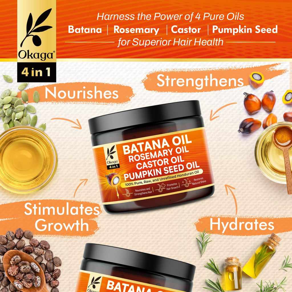 Okaga Batana Oil for Hair Growth – All-in-One Botanical Blend (3PK)