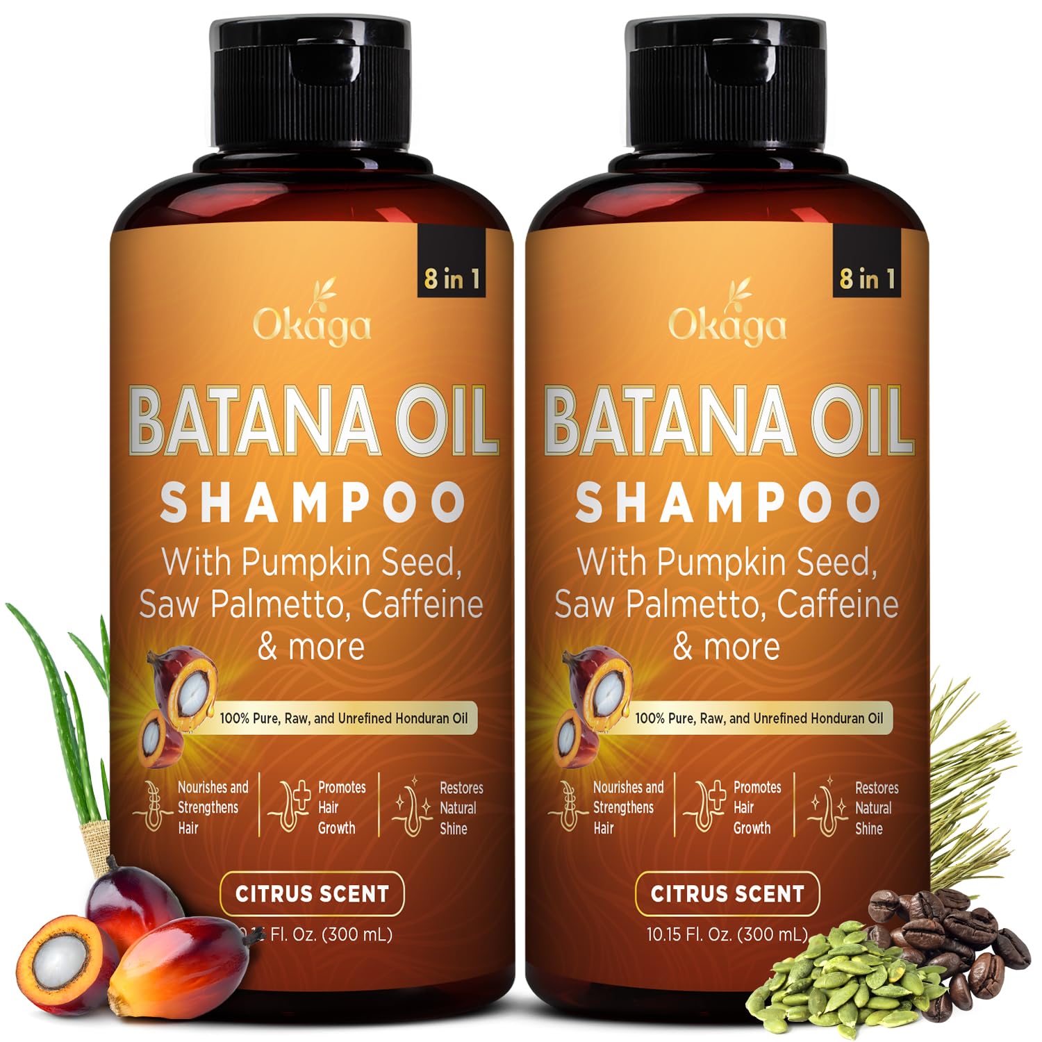Okaga Batana Oil Shampoo 8-in-1 for Hair Growth | 2 Pack