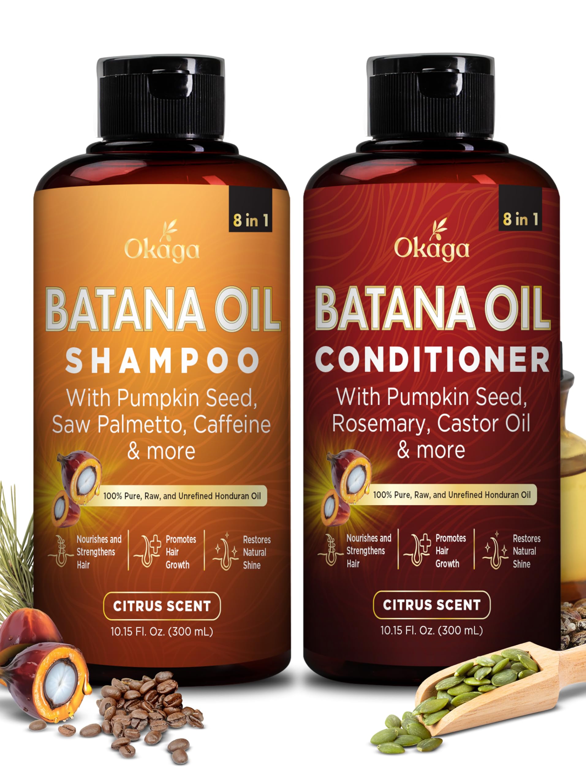 Okaga Batana Oil Shampoo & Conditioner Bundle – Plant-Based Hair Care Set
