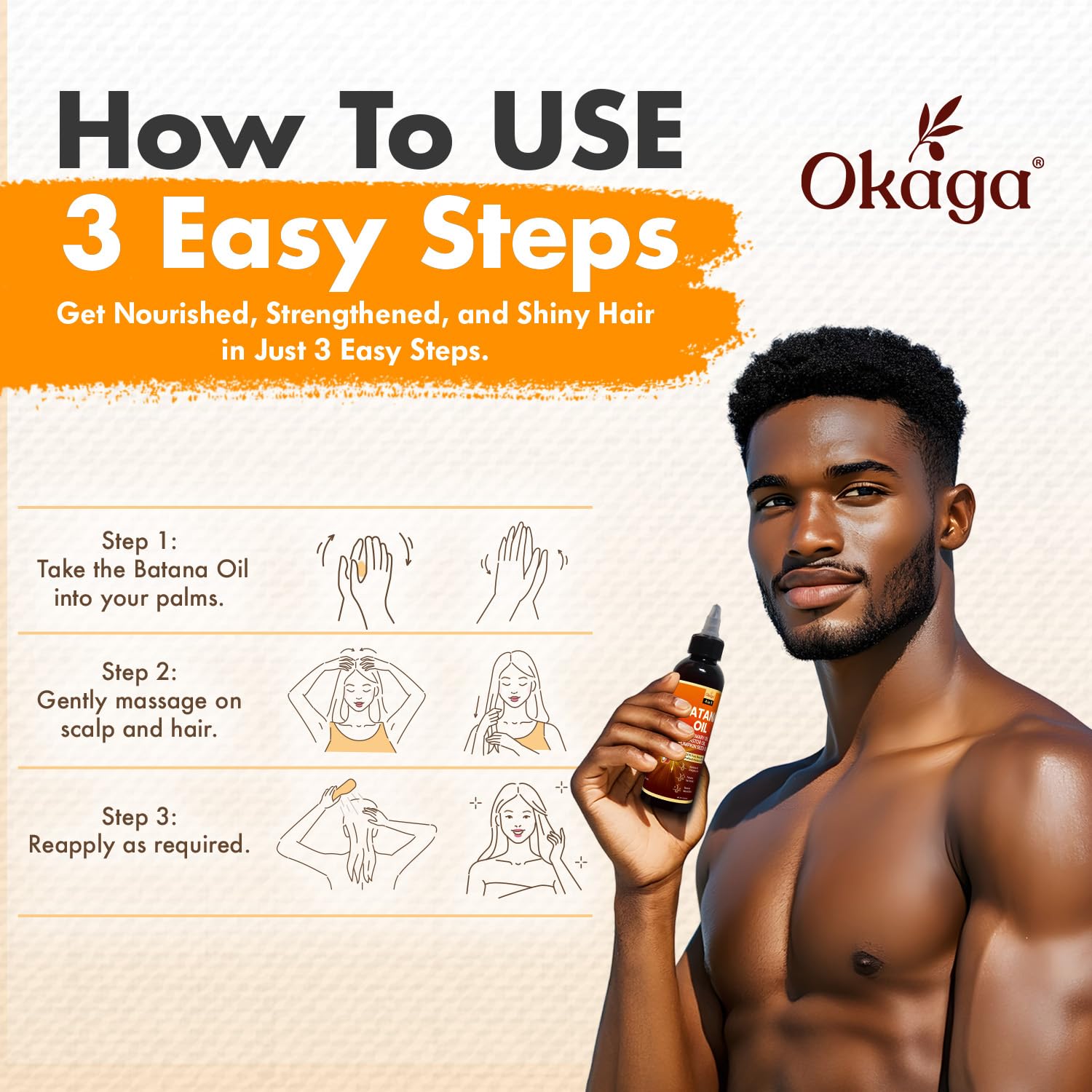 Okaga Batana Oil for Hair Growth with Rosemary, Castor & Pumpkin Seed Oils – 5oz