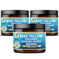 Okaga Organic Beef Tallow Balm 3 Pack - Manuka Honey, Aloe & Collagen