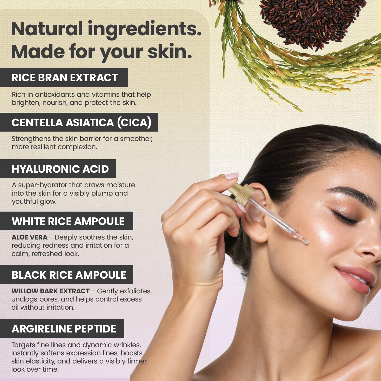 Okaga Peel Shot Glow Rice Ampoule Duo – White & Black Rice Exfoliant Skincare for All Skin Types