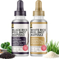 Okaga Peel Shot Glow Rice Ampoule Duo – White & Black Rice Exfoliant Skincare for All Skin Types