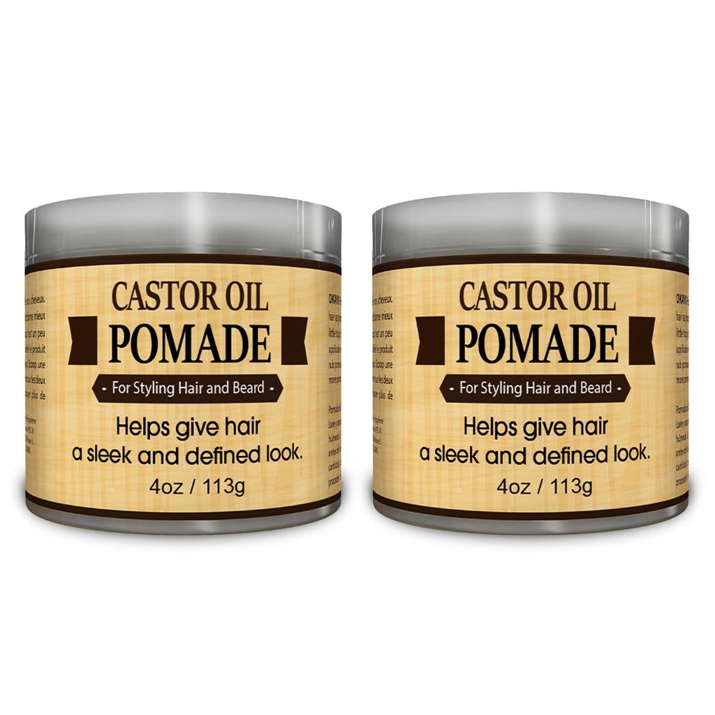 OKAY MEN Castor Oil Beard & Hair Pomade – Moisturize, Strengthen, Style (4 oz, Pack of 2)