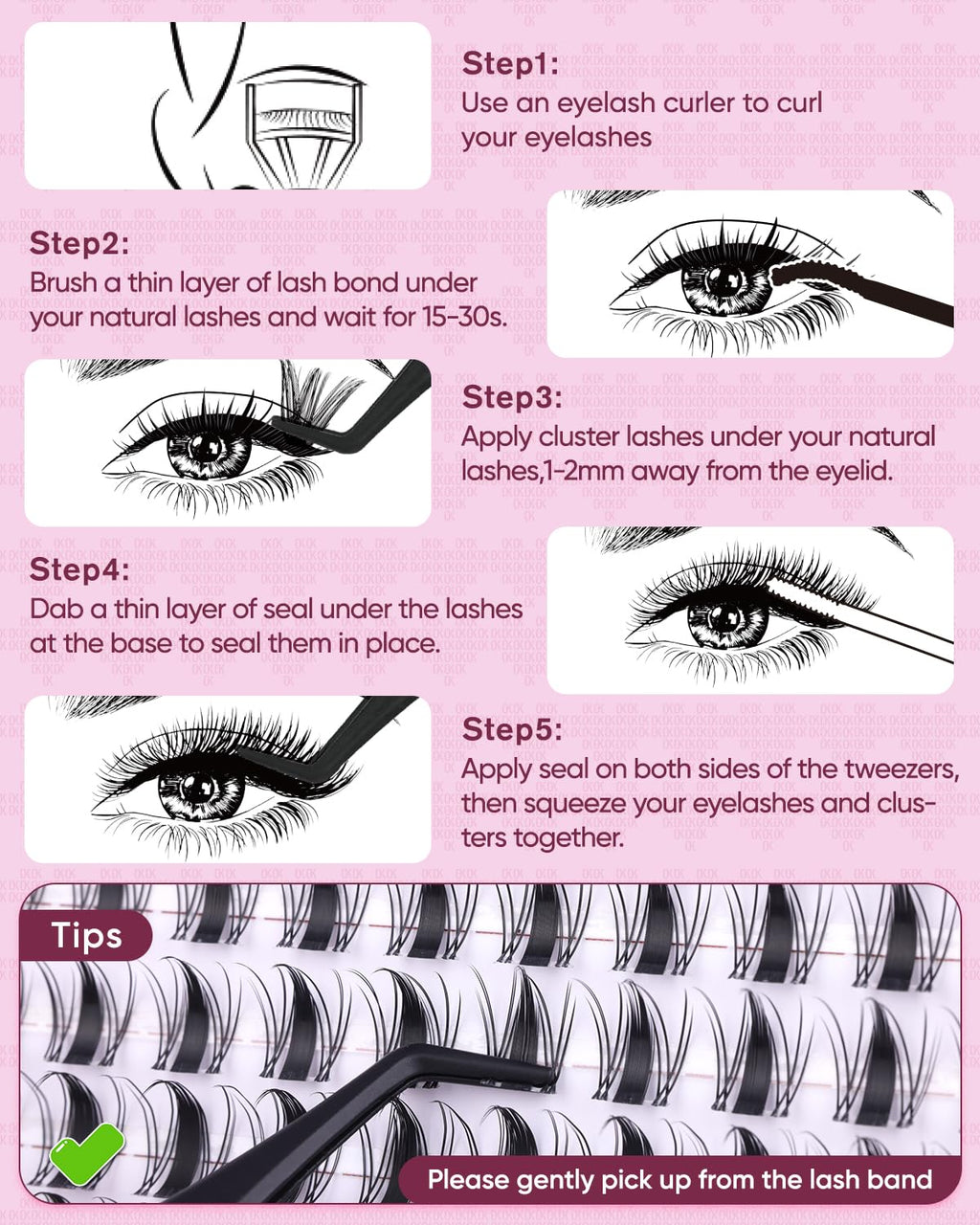 OKAYLOVE LIRA Manga Lash Clusters 12mm – 80pcs CC Curl Clear Band DIY Extensions