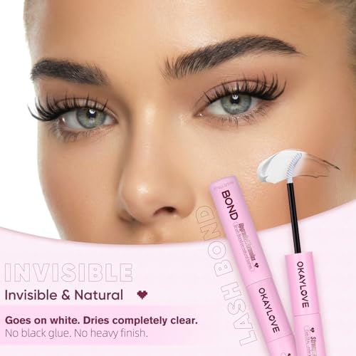 OKAYLOVE Lash Cluster Glue - 2-in-1 Waterproof Lash Bond & Seal, 150H+ Hold, Quick-Drying, Non-Irritating