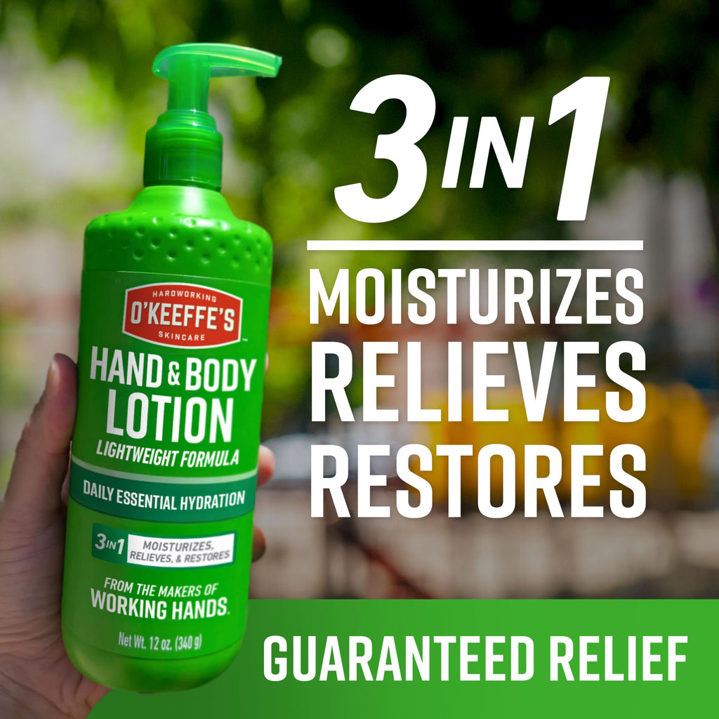 O'Keeffe's Hand & Body Lotion 12 oz Pump – Daily Hydration & Dry Skin Relief