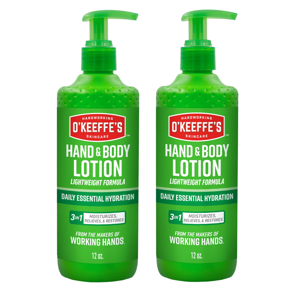 O'Keeffe's Hand & Body Lotion with Glycerin & Shea Butter - 12 oz Pump (2 Pack) | Daily Hydration and Relief