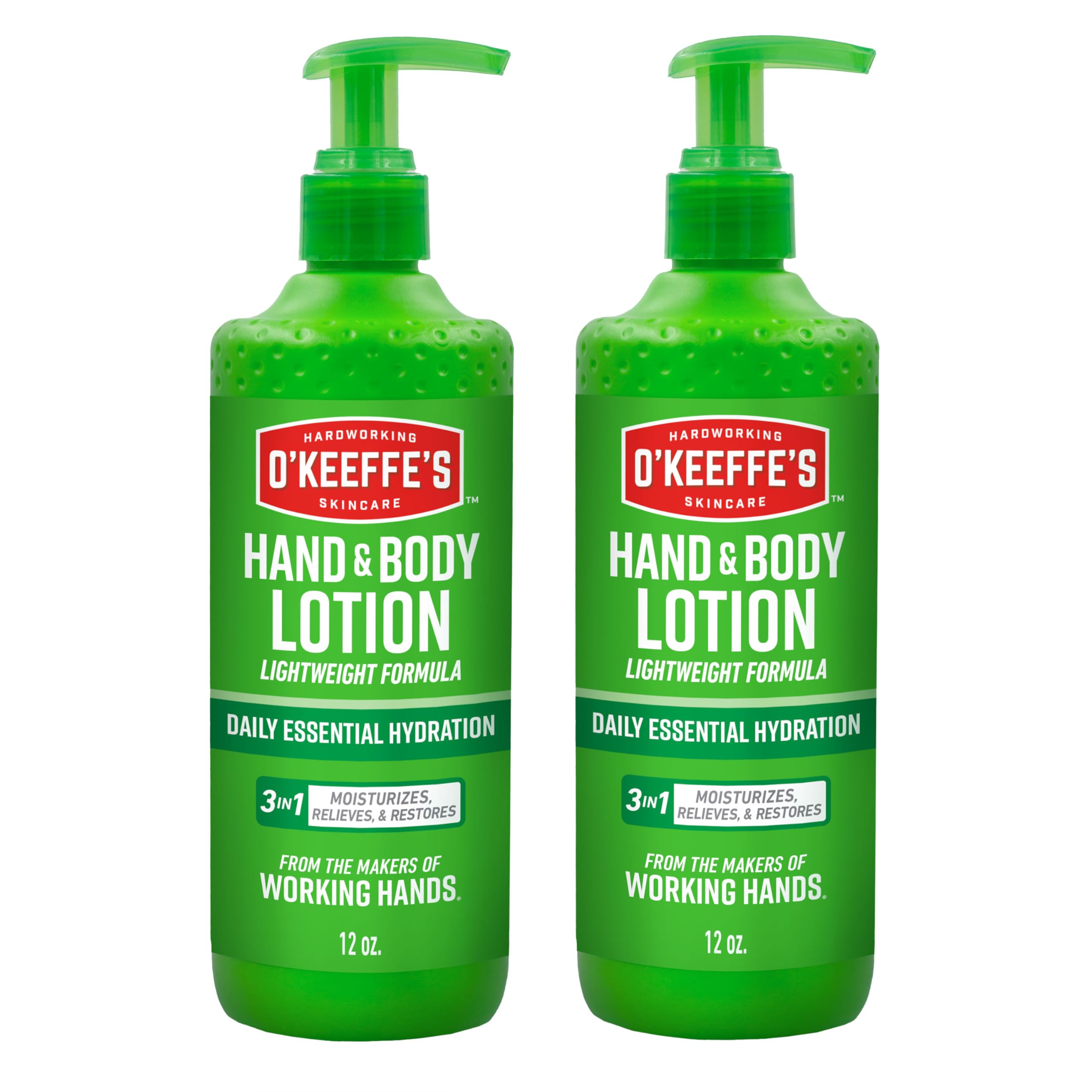 O'Keeffe's Hand & Body Lotion with Glycerin & Shea Butter - 12 oz Pump (2 Pack) | Daily Hydration and Relief