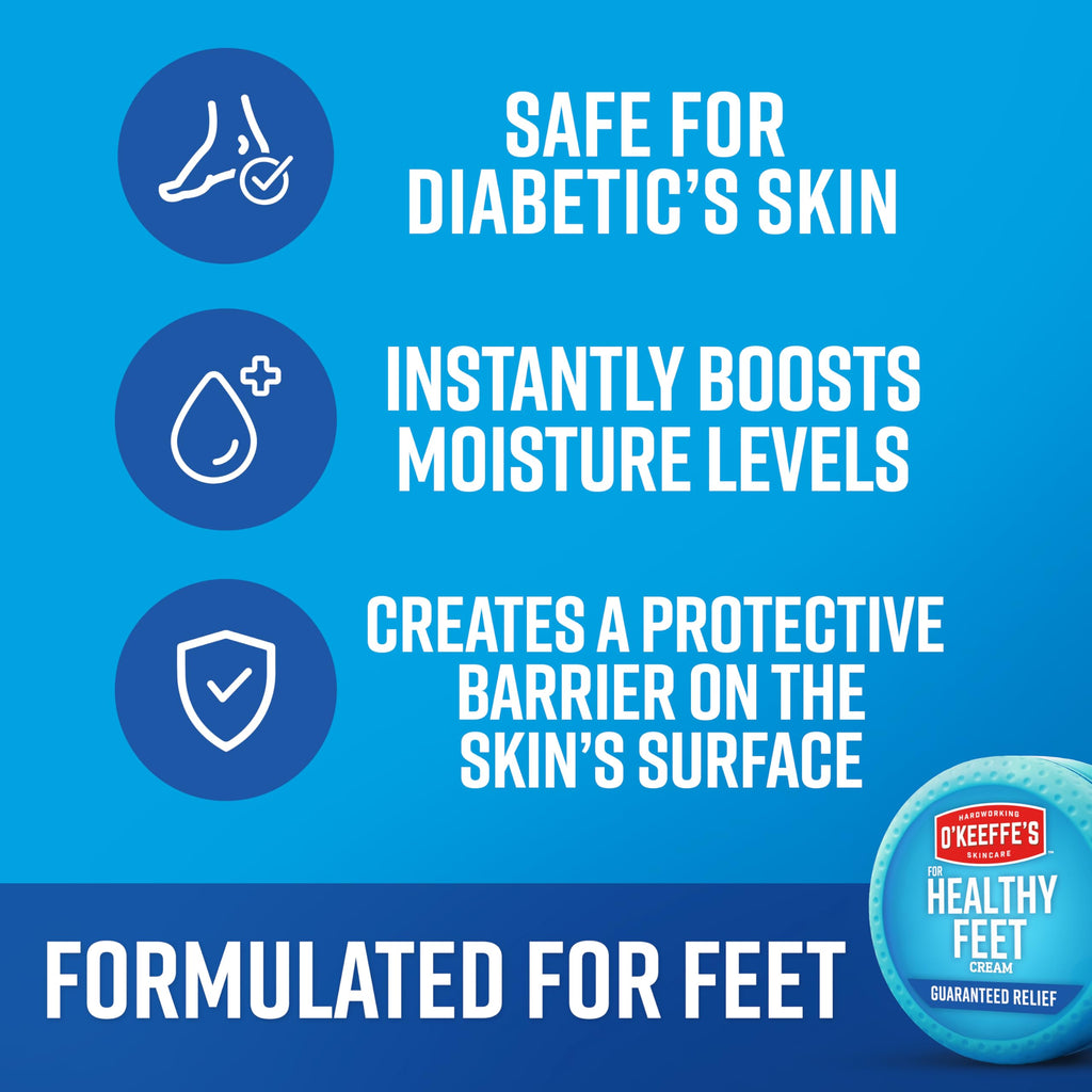 O'Keeffe's for Healthy Feet Foot Cream – 3.2 oz Jar (12 Pack) – Relief for Dry, Cracked Feet