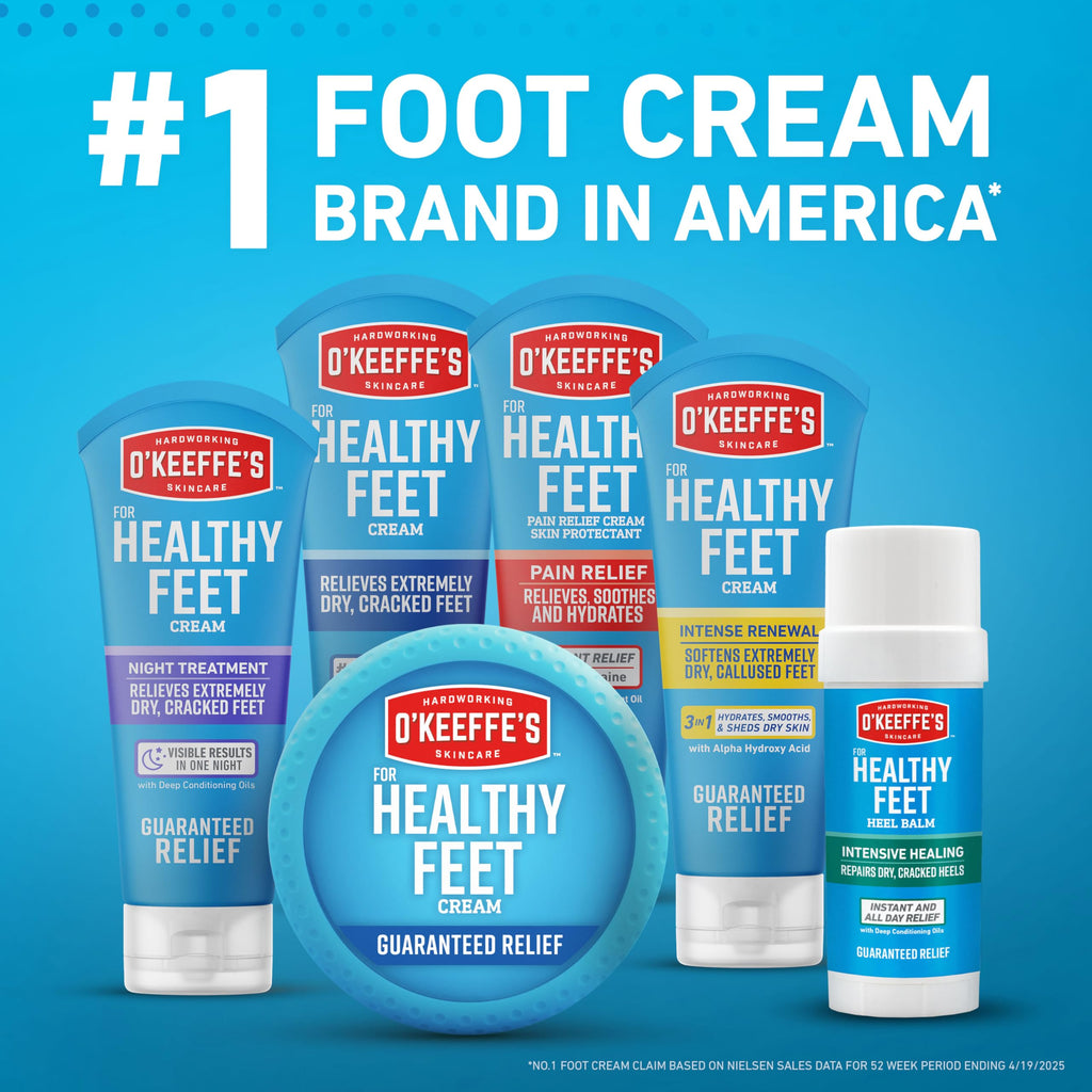O'Keeffe's for Healthy Feet Foot Cream – 3.2 oz Jar (12 Pack) – Relief for Dry, Cracked Feet