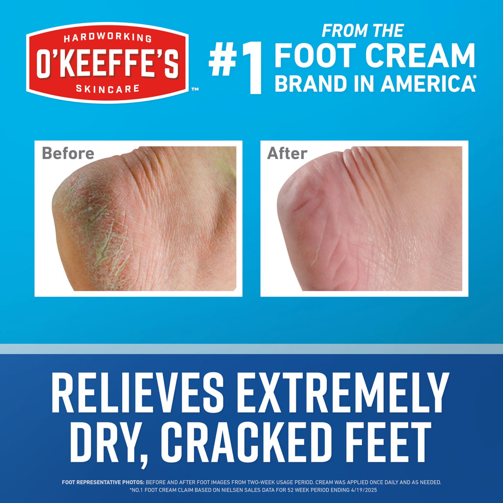O'Keeffe's for Healthy Feet Foot Cream – 3.2 oz Jar (12 Pack) – Relief for Dry, Cracked Feet