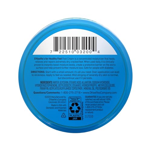 O'Keeffe's for Healthy Feet Foot Cream – 3.2 oz Jar (12 Pack) – Relief for Dry, Cracked Feet
