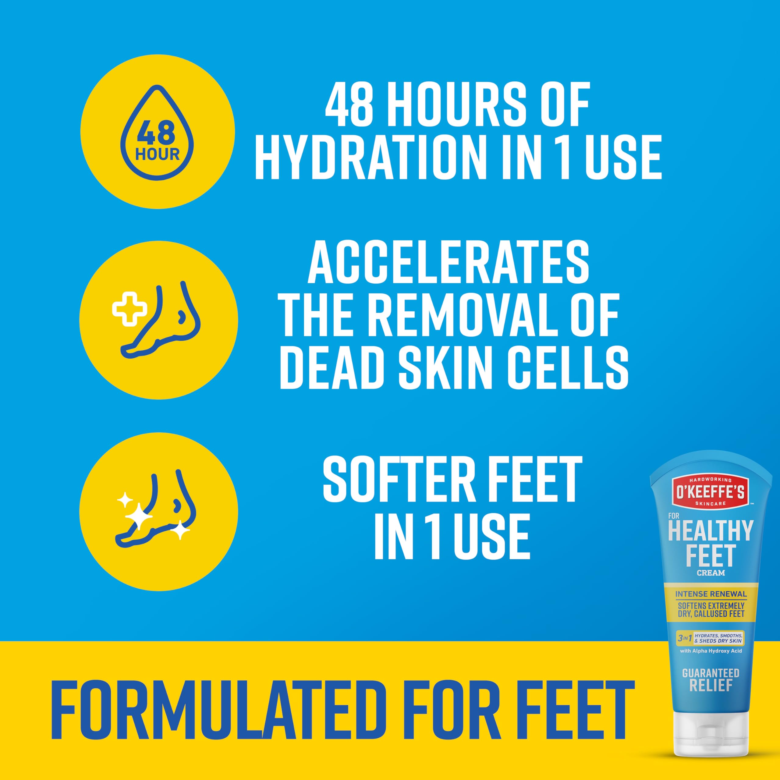 O'Keeffe's for Healthy Feet Intense Renewal Cream with Urea & Alpha Hydroxy Acid, 3 oz Tube