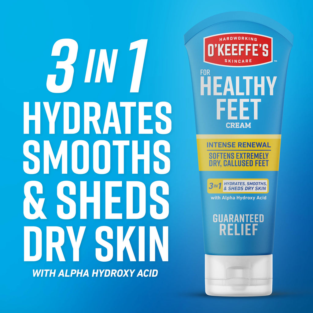 O'Keeffe's for Healthy Feet Intense Renewal Cream with Urea & Alpha Hydroxy Acid, 3 oz Tube
