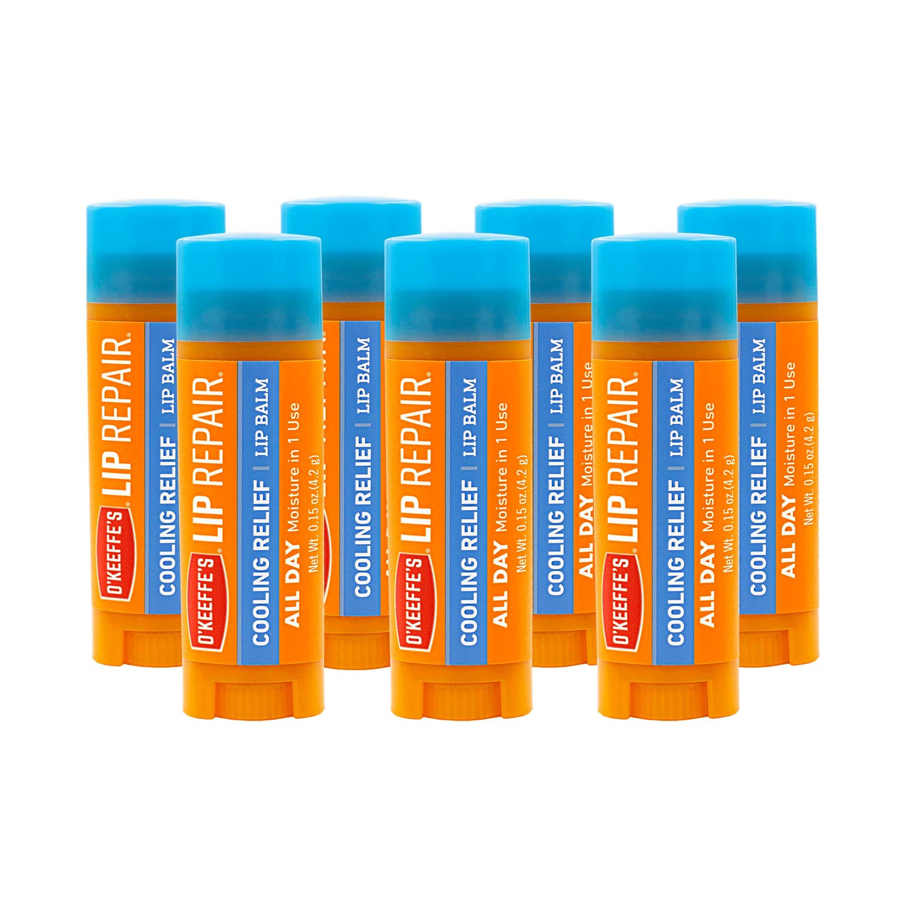 O'Keeffe's Cooling Relief Lip Repair Lip Balm, Pack of 7 – Hydration for Dry Lips