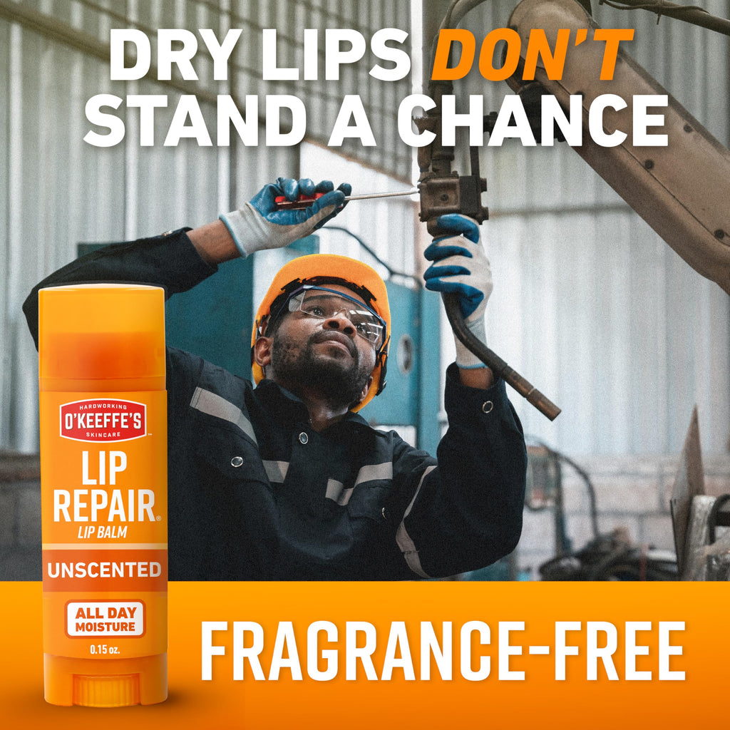 O'Keeffe's Lip Repair Unscented Lip Balm Stick – 6-Pack for Dry, Cracked Lips