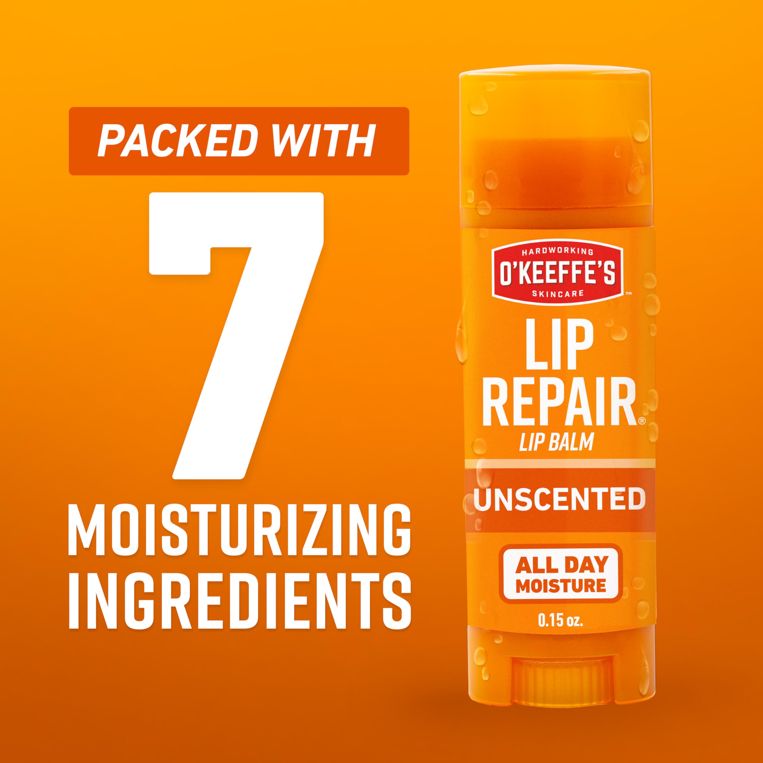 O'Keeffe's Lip Repair Unscented Lip Balm Stick – 6-Pack for Dry, Cracked Lips