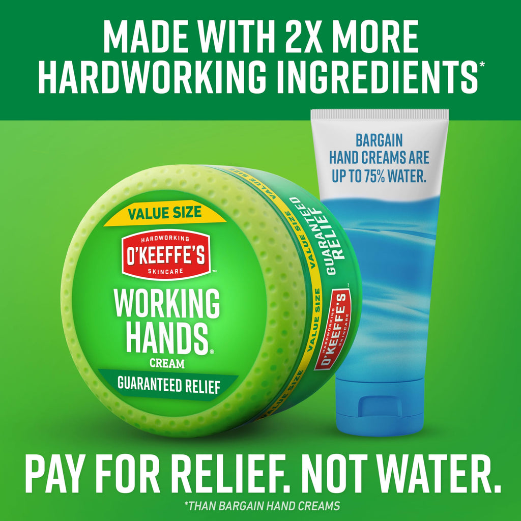 O'Keeffe's Working Hands Hand Cream – Extreme Dryness Relief, 2-Pack, 6.8 oz Jars | Non-Greasy, Unscented