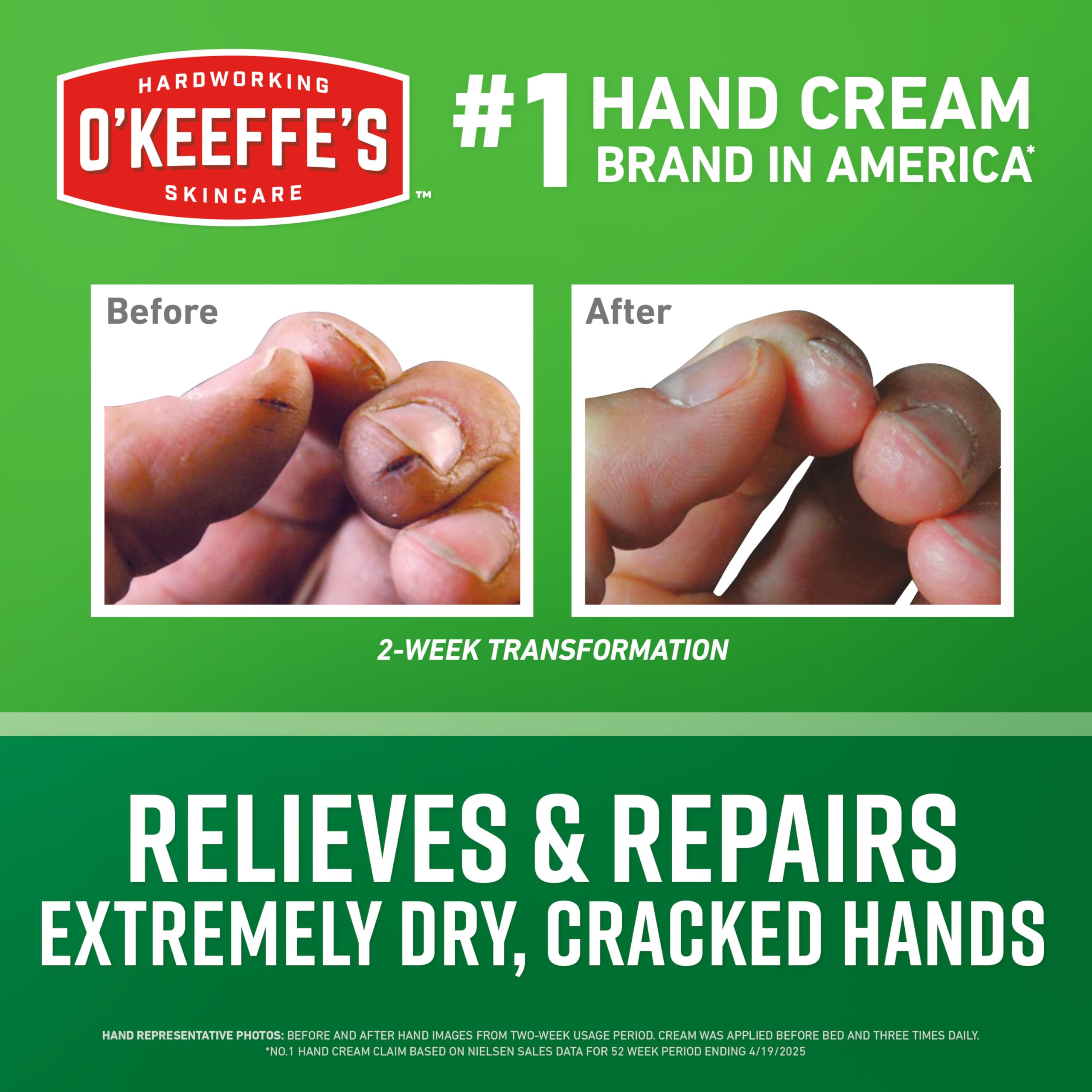 O'Keeffe's Working Hands Hand Cream – Extreme Dryness Relief, 2-Pack, 6.8 oz Jars | Non-Greasy, Unscented
