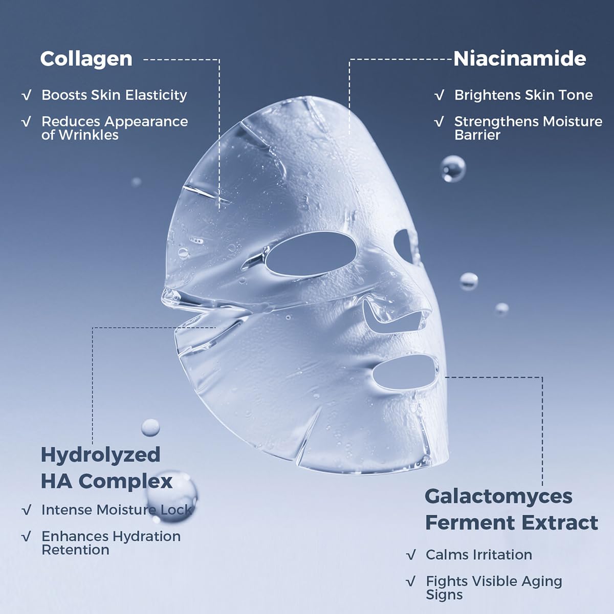 Okela 7-Pack Collagen Hydrogel Masks – Overnight Hydration, Firming & Brightening