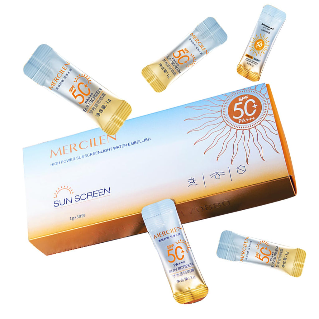 Okerker 30PCS Mini Sunscreen SPF50+ PA+++ – Travel Size, Lightweight & Water-Resistant for Face & Body