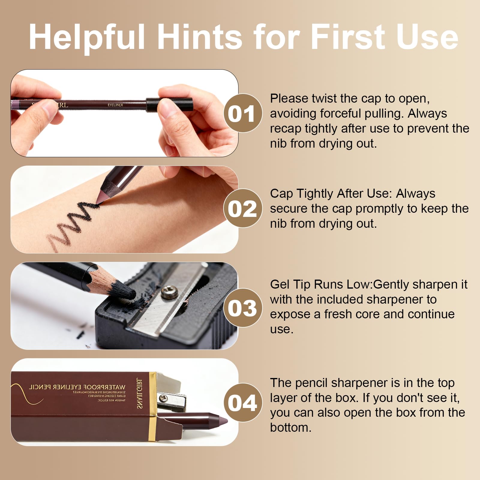 Okerker Plum&Chocolate 2-Piece Gel Eyeliner Pencil – Waterproof, Long-Lasting Plum Eye Liner