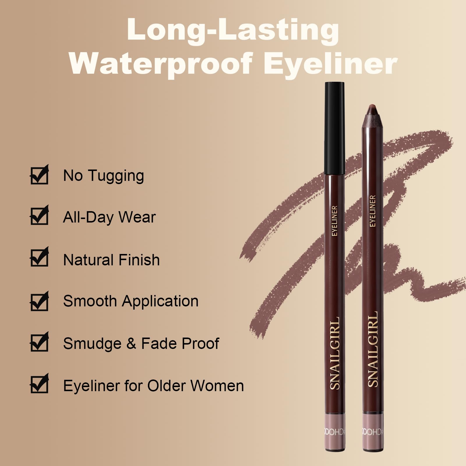 Okerker Plum&Brown 2PCS Gel Eyeliner Pencil – Waterproof, Smudge-Proof, Long-Lasting Plum Eye Liner
