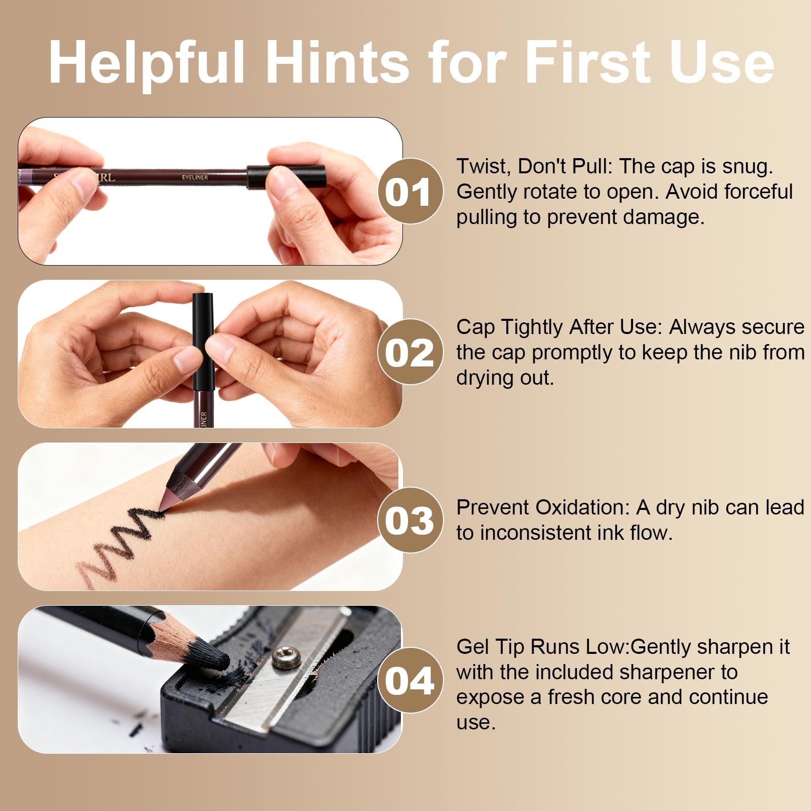 Okerker Plum&Brown 2PCS Gel Eyeliner Pencil – Waterproof, Smudge-Proof, Long-Lasting Plum Eye Liner