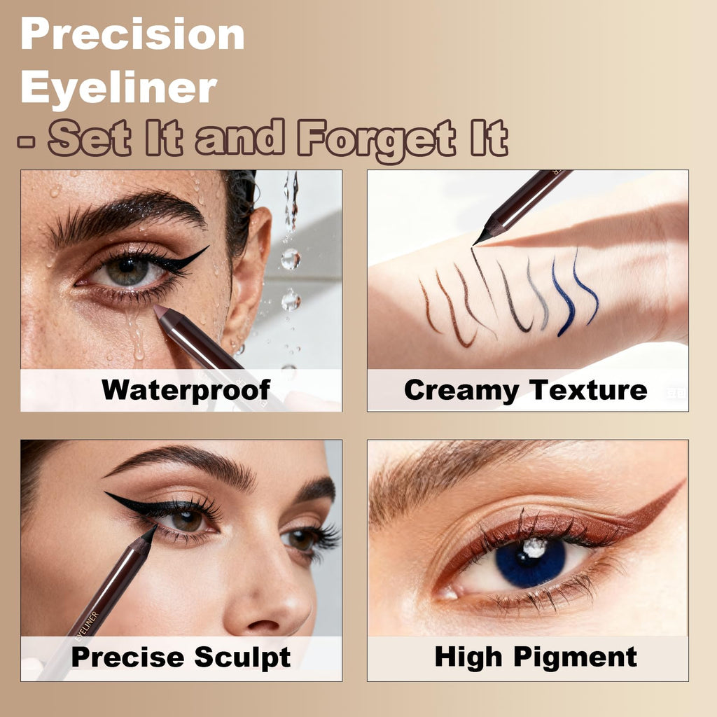 Okerker Plum&Brown 2PCS Gel Eyeliner Pencil – Waterproof, Smudge-Proof, Long-Lasting Plum Eye Liner