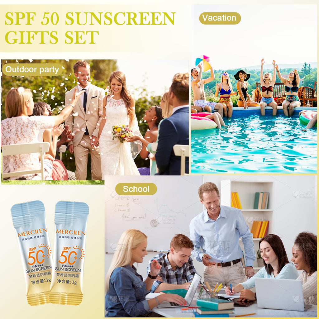Okerker 60pc Mini Sunscreen SPF50+ PA+++ Travel Pack — Lightweight, Non-Greasy, Water-Resistant