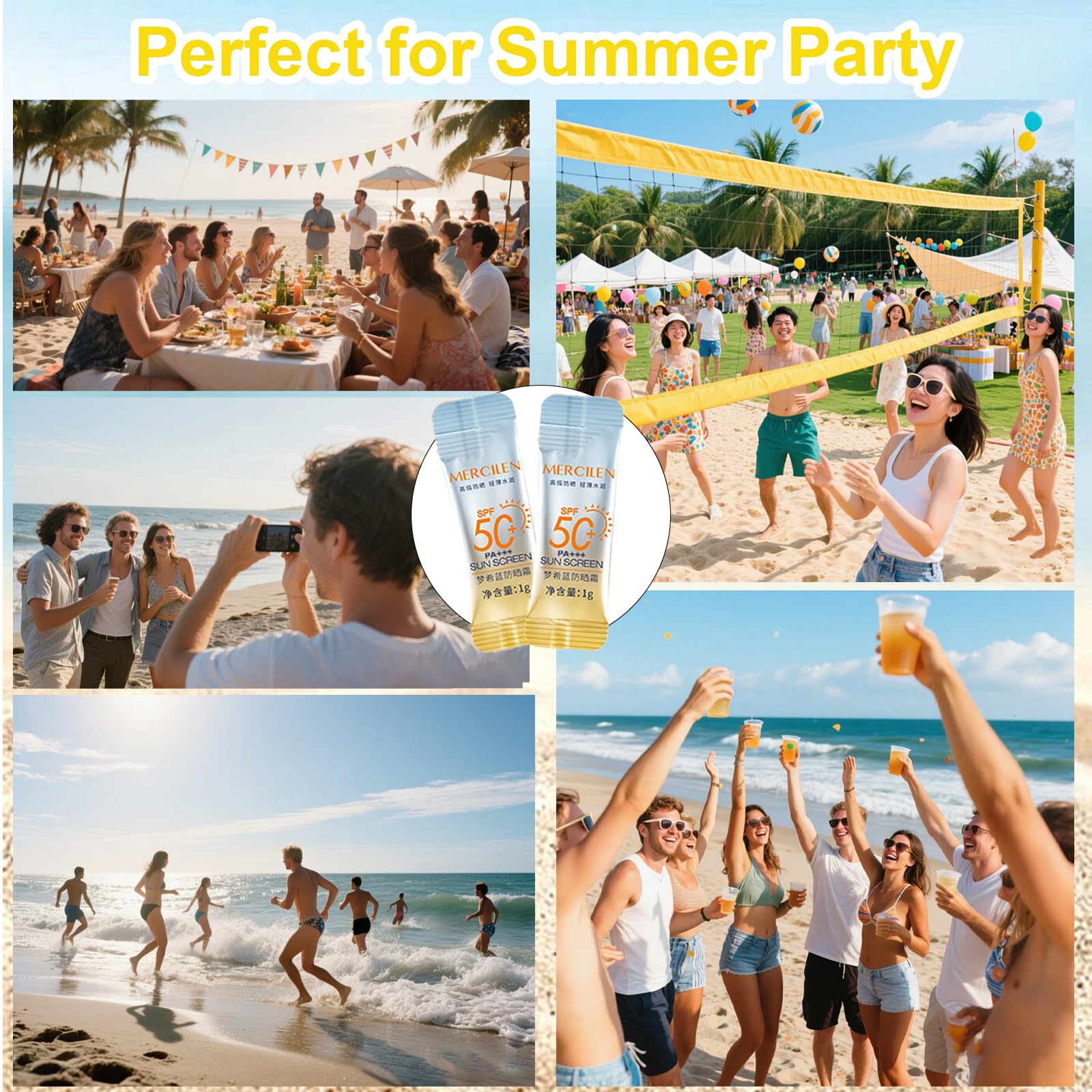 Okerker 60pc Mini Sunscreen SPF50+ PA+++ Travel Pack — Lightweight, Non-Greasy, Water-Resistant
