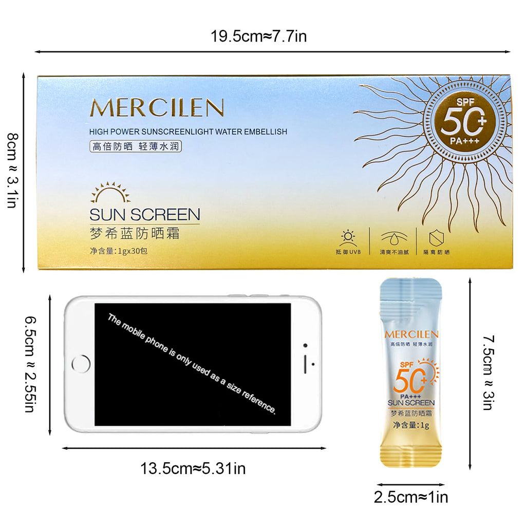 Okerker 60pc Mini Sunscreen SPF50+ PA+++ Travel Pack — Lightweight, Non-Greasy, Water-Resistant