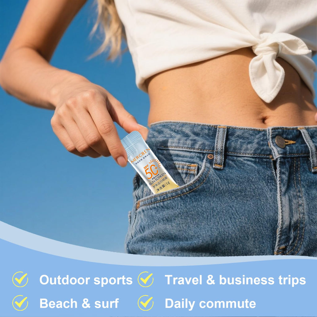 Okerker 60pc Mini Sunscreen SPF50+ PA+++ Travel Pack — Lightweight, Non-Greasy, Water-Resistant