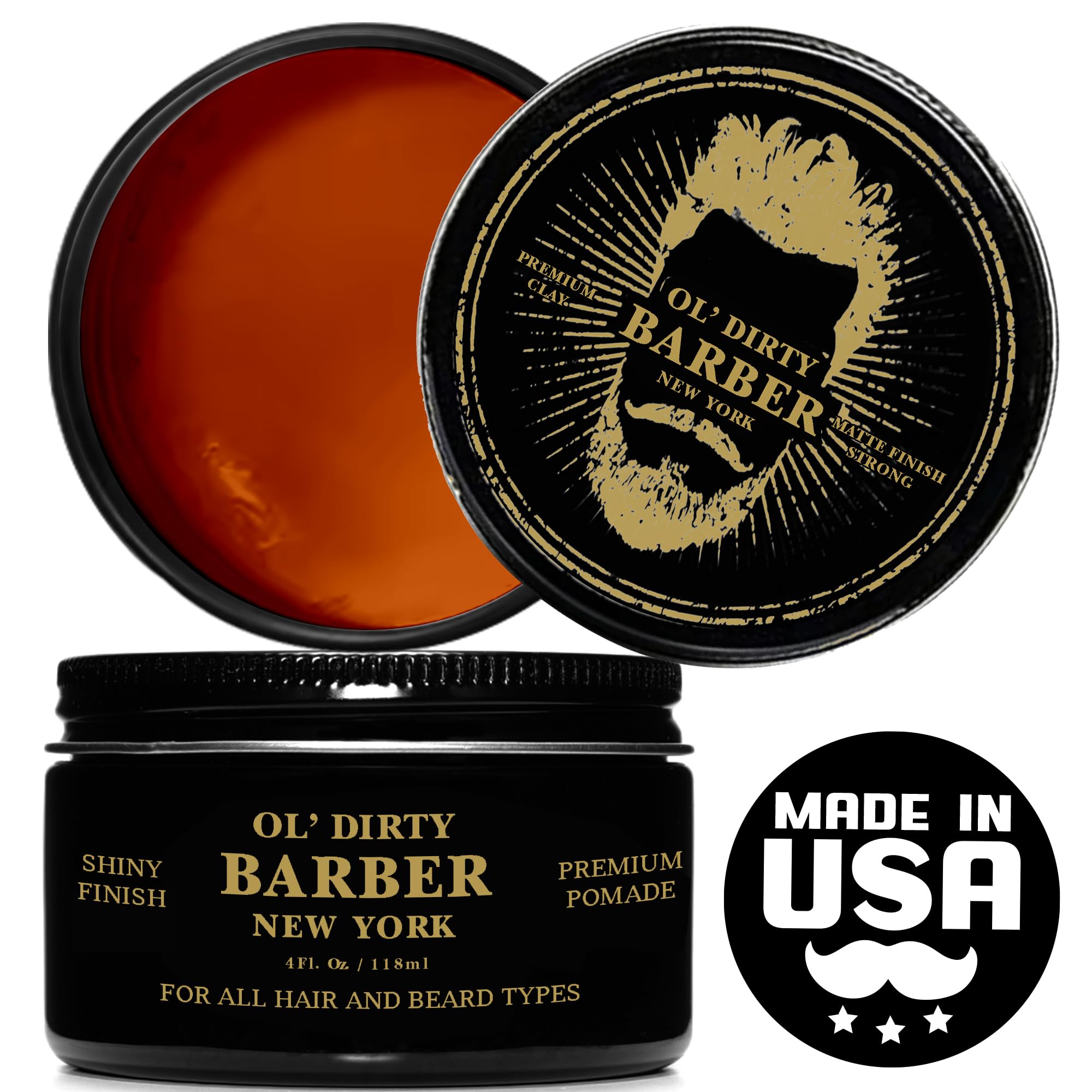 OL' DIRTY BARBER Hair Pomade – Water-Based, High Shine & Strong Hold (4oz)