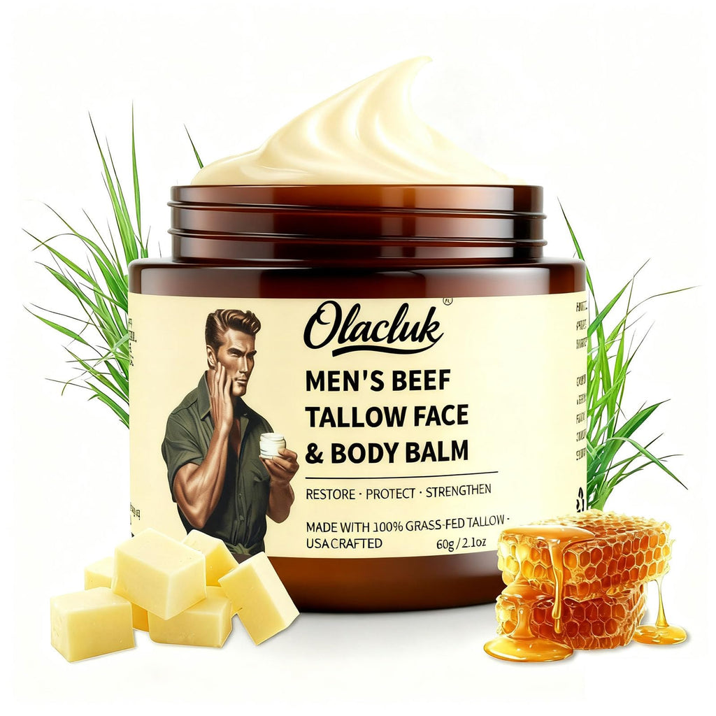 OLACLUK Beef Tallow Honey Balm – Unscented Face & Body Moisturizer, 2oz