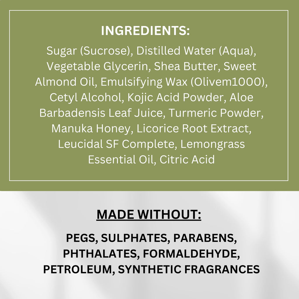 Olahoni Kojic Acid Turmeric & Manuka Honey Sugar Scrub – Exfoliate, Brighten, Hydrate – 18 oz Jar – Made in USA