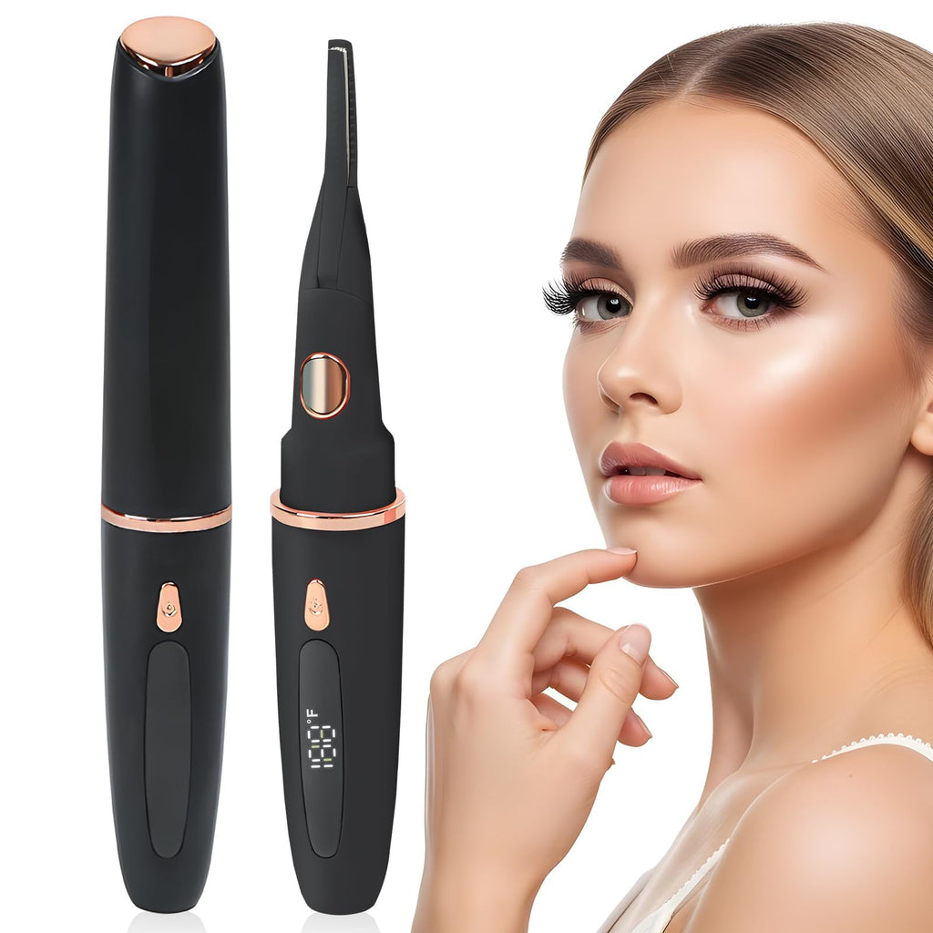 Olassubd USB-Rechargeable Heated Eyelash Curler with LED Display – 3 Temp Settings, Mini Portable Design