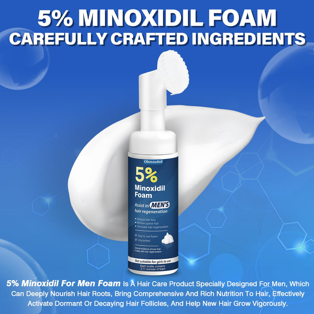 Olassubd Minoxidil 5% Foam for Men – Hair Growth Foam (3 Bottles, 2.11 oz Each)