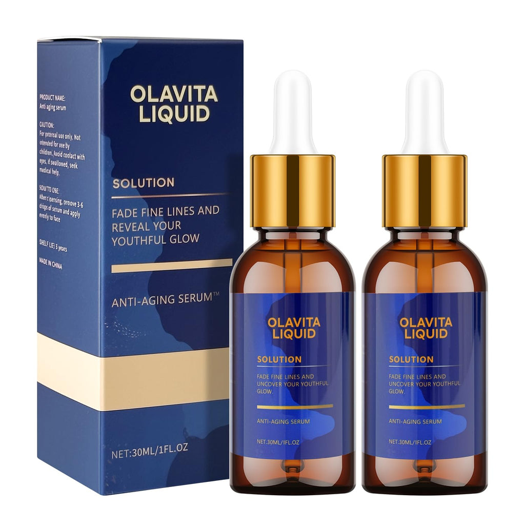 Olavita Liquid Anti-Aging Serum – Vitamin C and E, Diminishes Wrinkles, 2-Piece Set