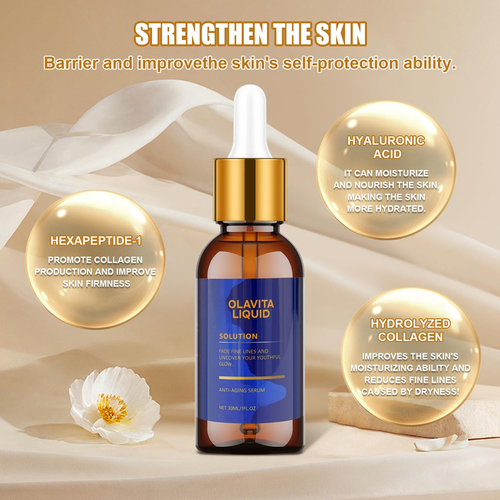 Olavita Liquid Anti-Aging Serum – Vitamin C and E, Diminishes Wrinkles, 2-Piece Set