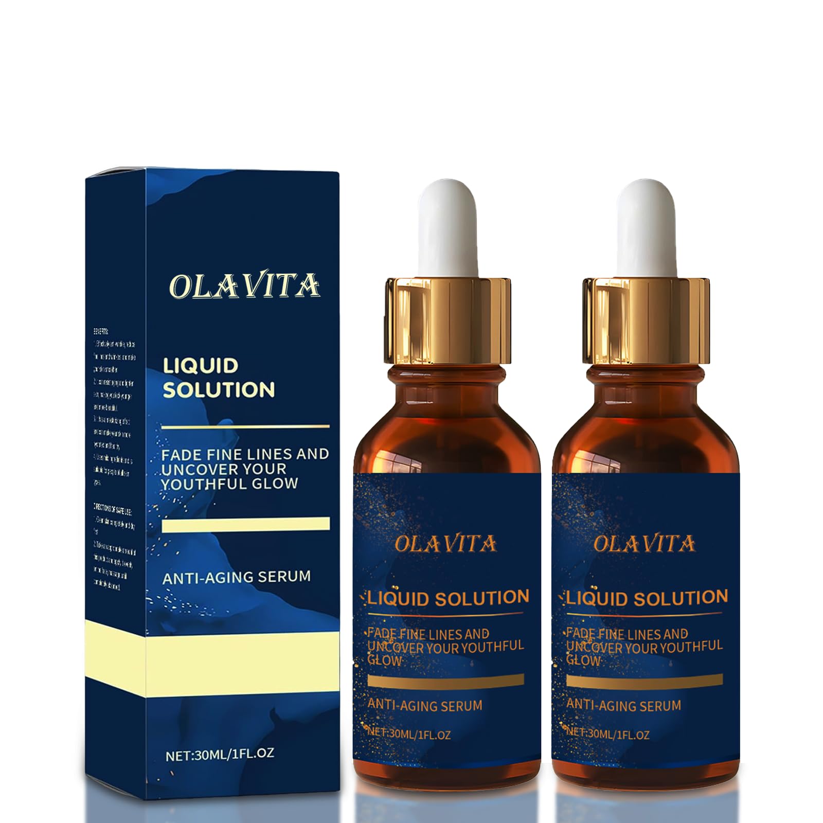 OLAVITA Liquid Solution Anti Aging Serum – Vitamin C Hydration & Firming (2 x 1 fl oz)