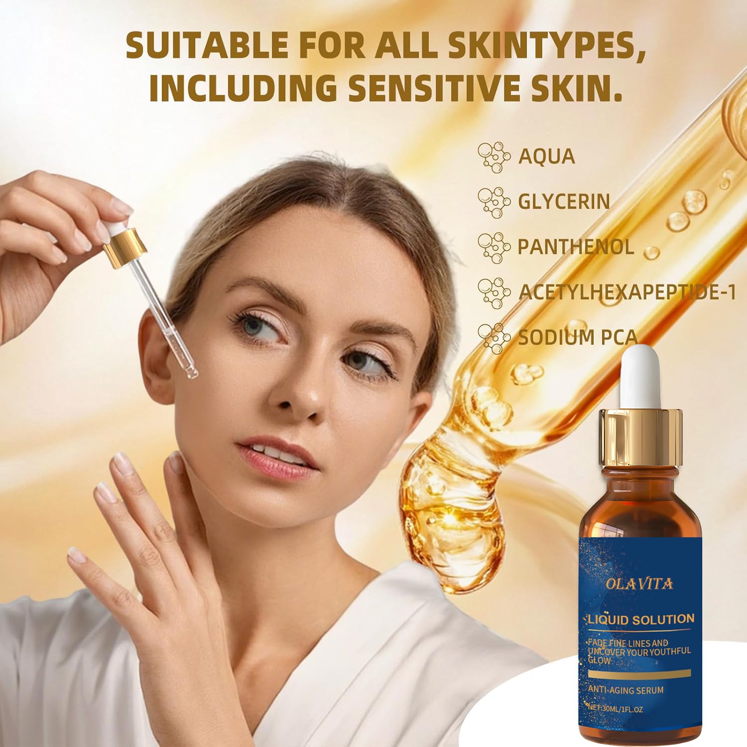 OLAVITA Liquid Solution Anti Aging Serum – Vitamin C Hydration & Firming (2 x 1 fl oz)