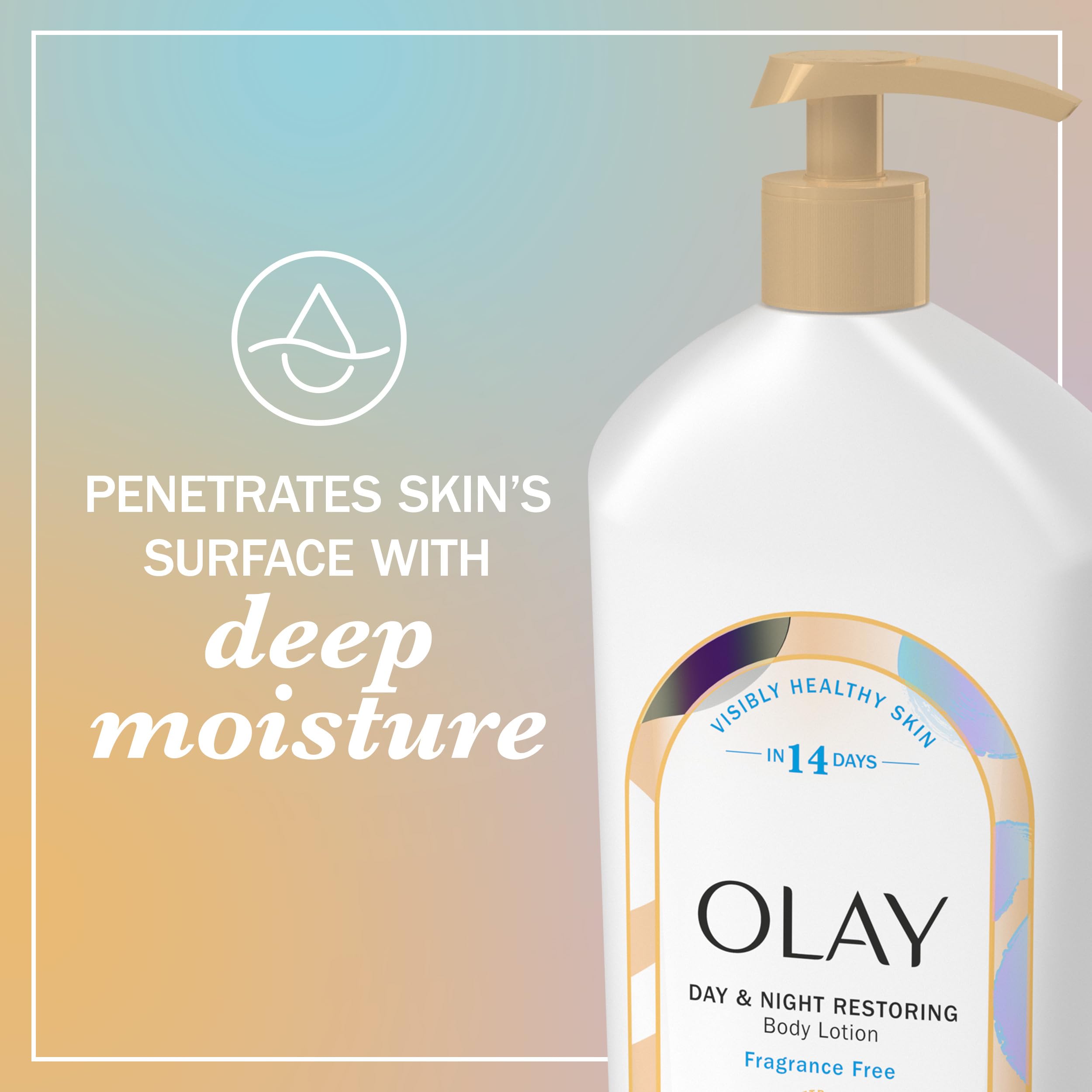 Olay Body Lotion for Women – 24-Hour Hydration, Day & Night Restoring, Fragrance Free, 18 oz