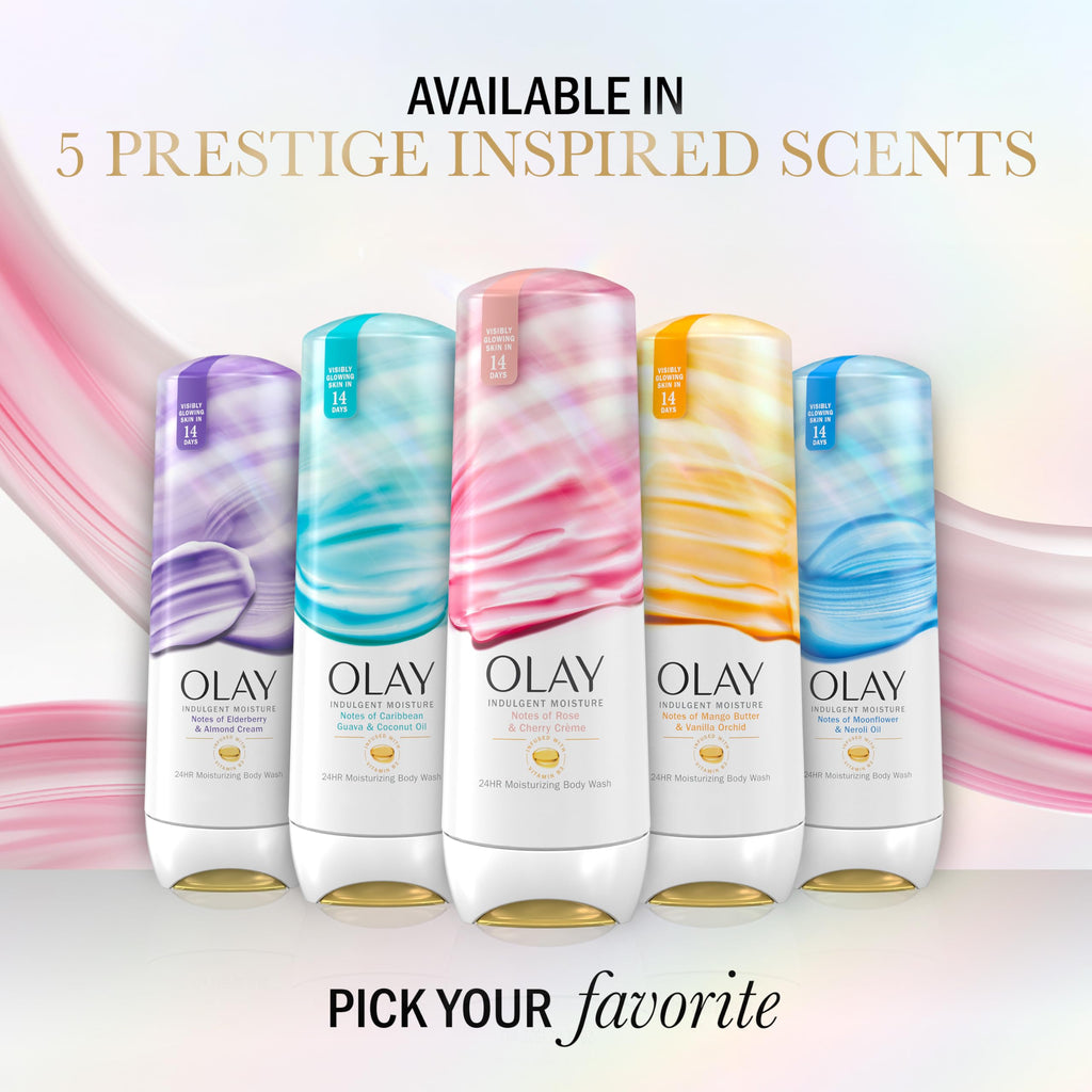 Olay Indulgent Moisture Body Wash for Women – 24-Hour Hydration, Vitamin B3, 20 fl oz