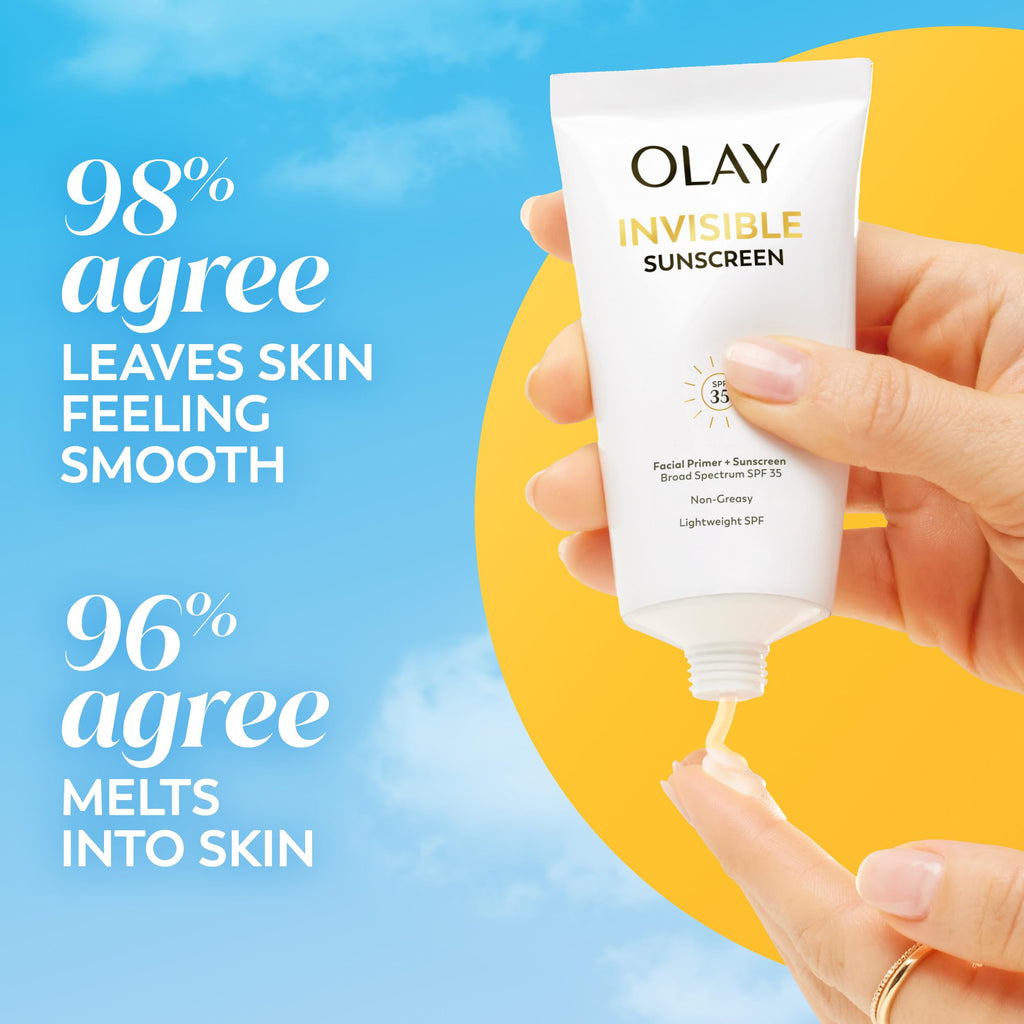 Olay Invisible Sunscreen SPF 35 | 2-in-1 Makeup Primer & Facial Sunscreen, Fragrance-Free