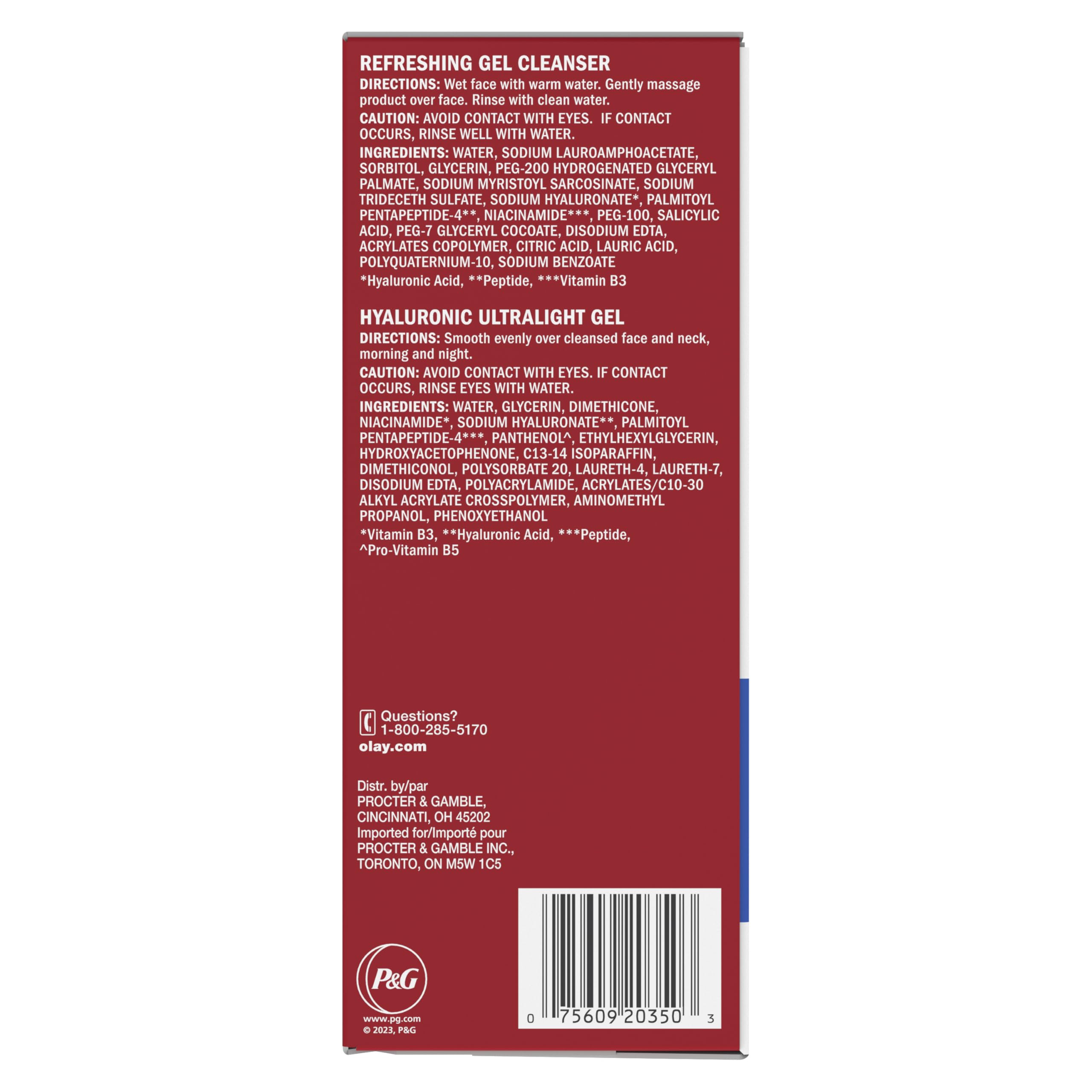 Olay Hyaluronic Duo Pack – Fragrance-Free Gel Cleanser & Ultralight Gel Moisturizer