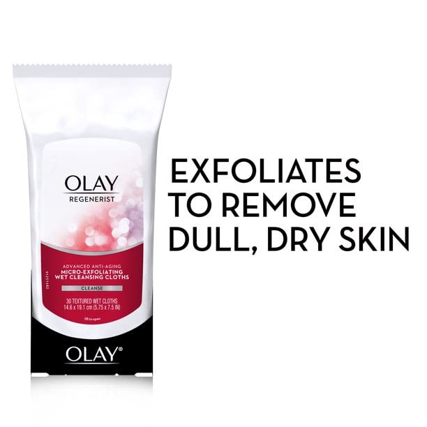 OLAY Regenerist Advanced Anti-Aging Micro-Exfoliating Cleansing Cloths – Pack of 2, 30 Cloths Each